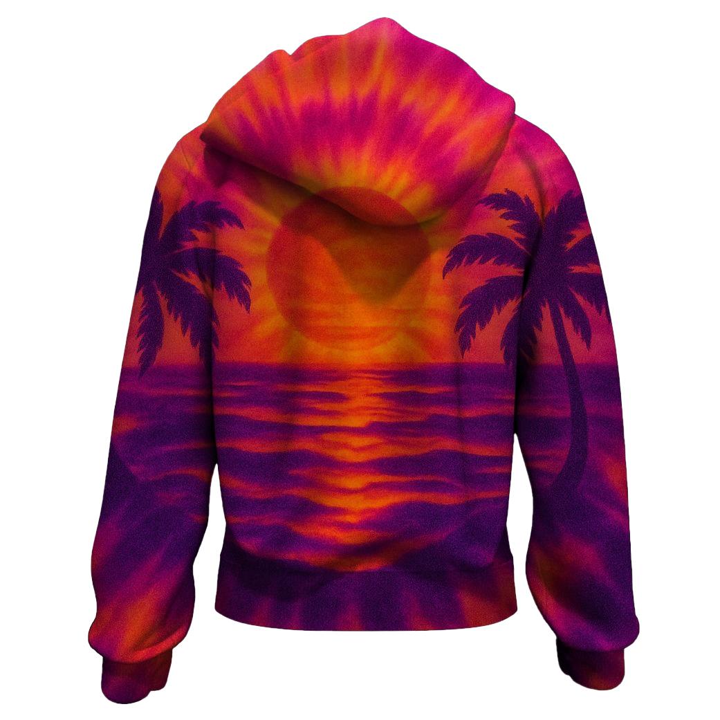 Tropical Sunset Splash Zip Up Hoodie