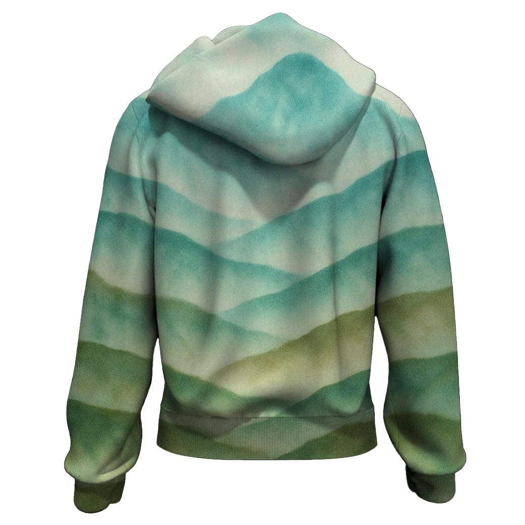 Aqua Mountain Flow Zip Up Hoodie