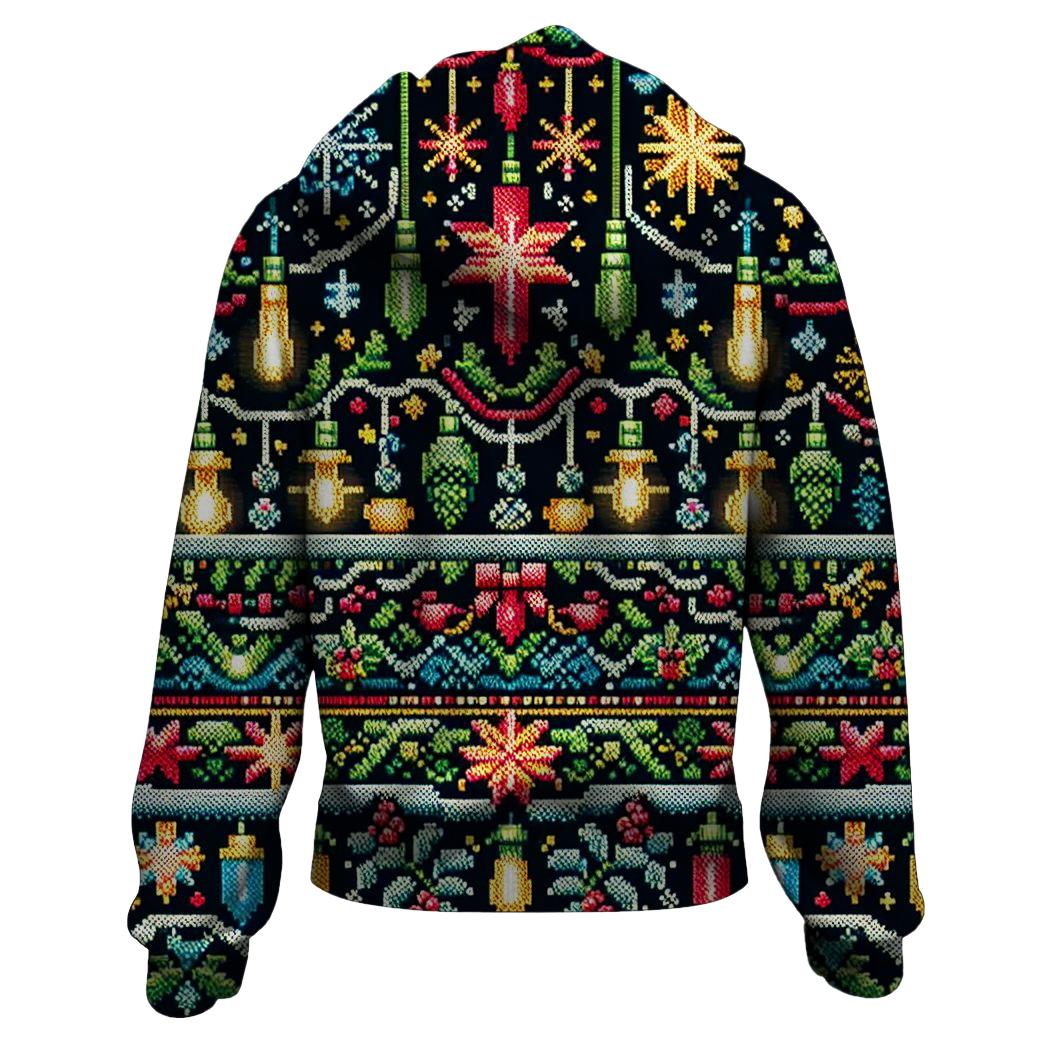 Funky Christmas Lights Extravaganza Design Zip Up Hoodie