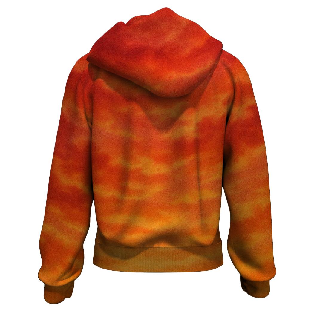 Crimson Sunset Splash Zip Up Hoodie