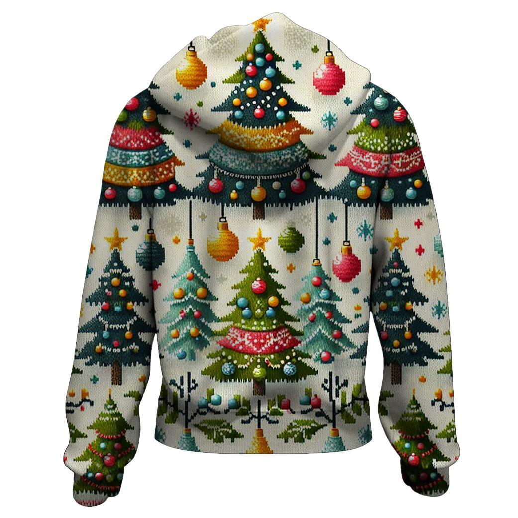 Cheerful Christmas Tree Showcase Design Zip Up Hoodie