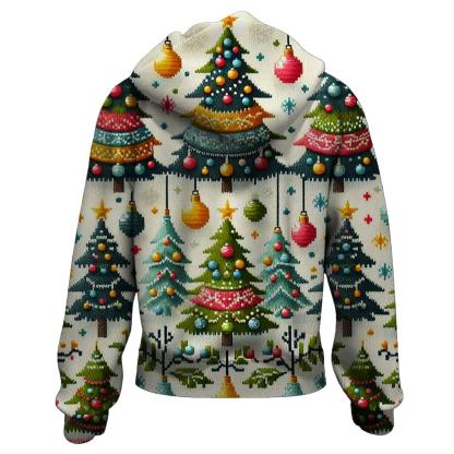 Cheerful Christmas Tree Showcase Design Zip Up Hoodie