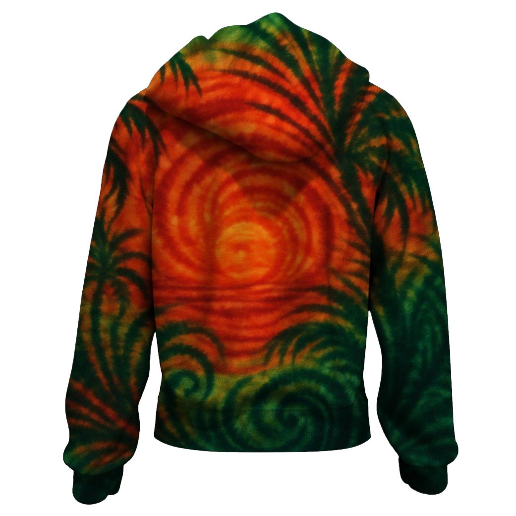 Fiery Jungle Sunset Zip Up Hoodie