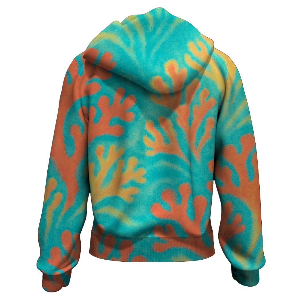 Coral Reef Tie-Dye Zip Up Hoodie