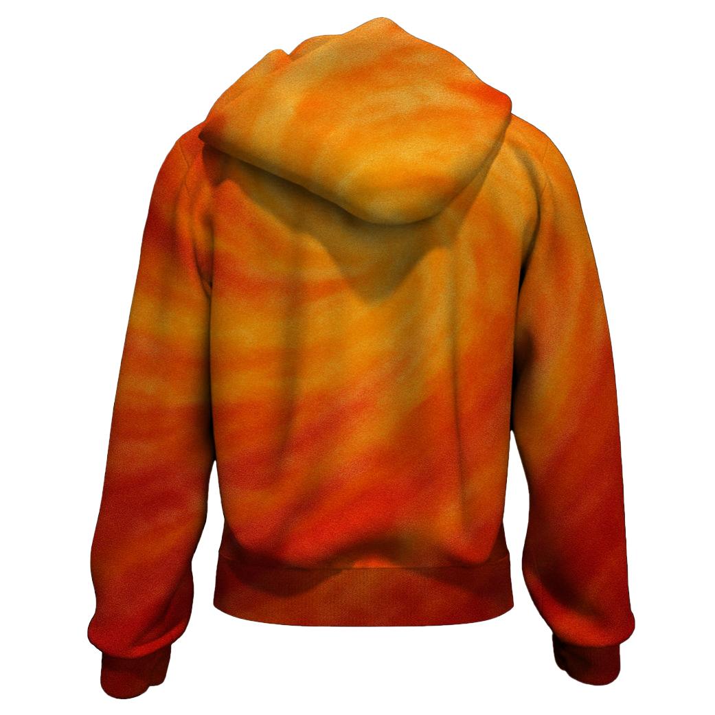Crimson Sunrise Tie-Dye Zip Up Hoodie