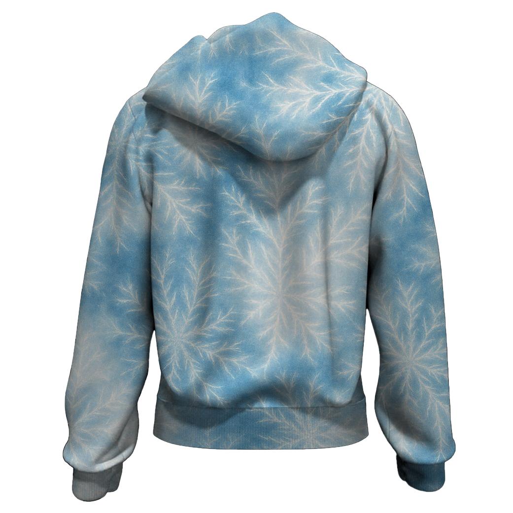 Crystalline Frost Shimmer Zip Up Hoodie