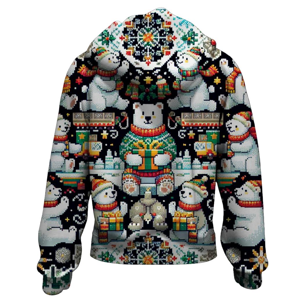 Charming Polar Bear Celebration Design Zip Up Hoodie
