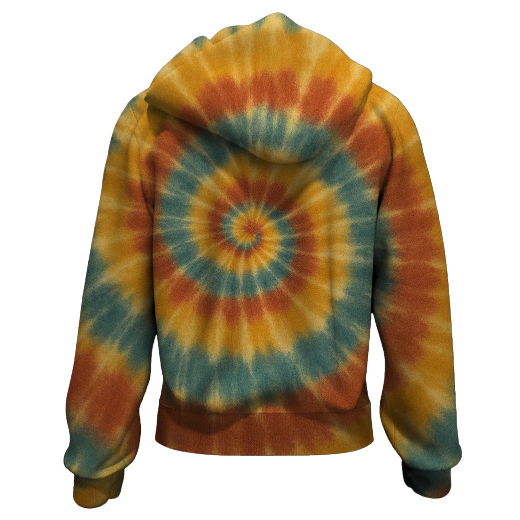 Vintage Tie-Dye Retro Zip Up Hoodie