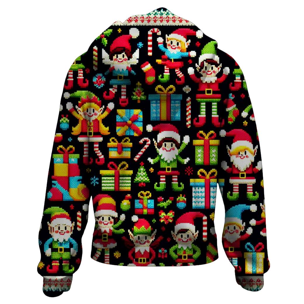 Jolly Elf Squad Design Zip Up Hoodie