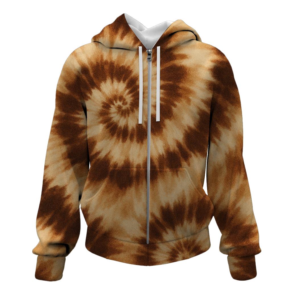 Chocolate Swirl Tie-dye Zip Up Hoodie