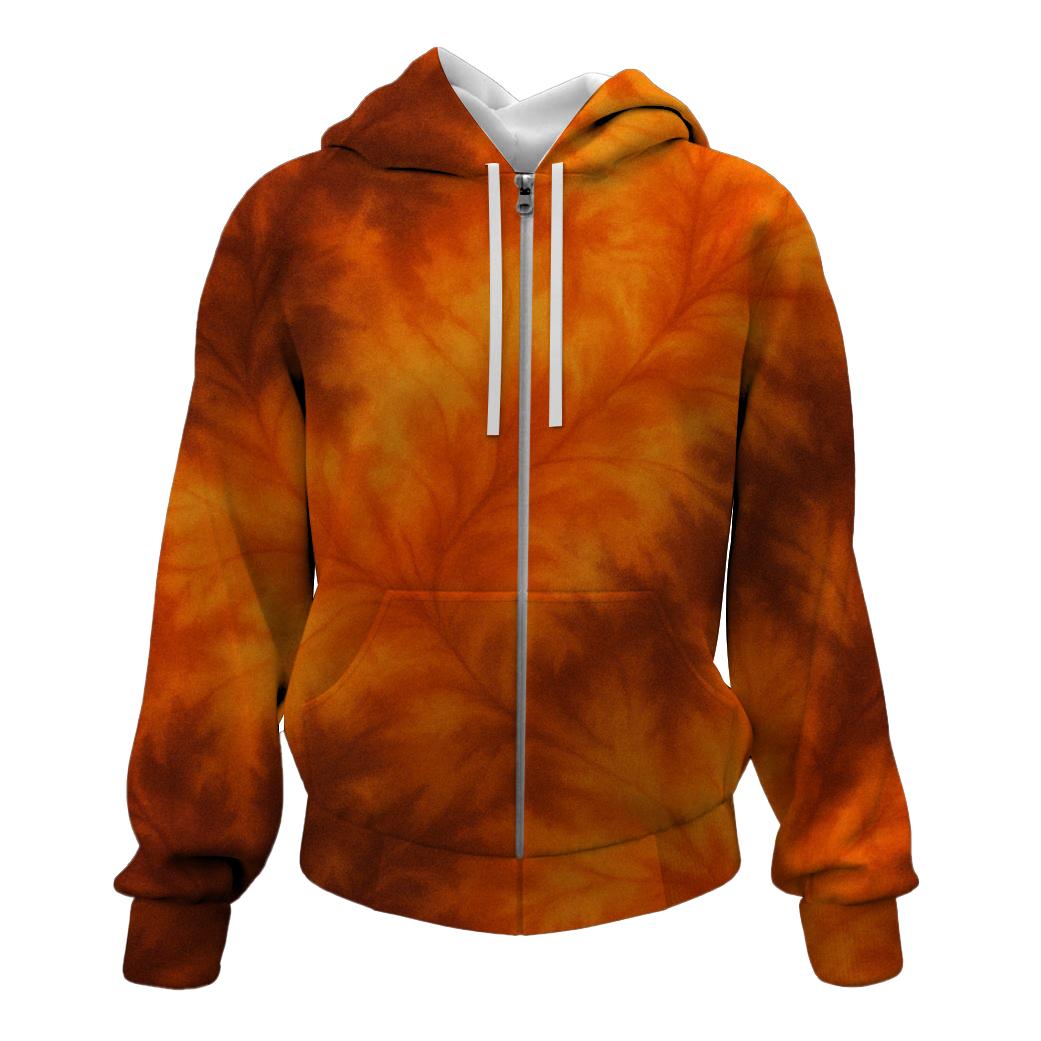 Rustic Autumn Leaves Zip Up Hoodie