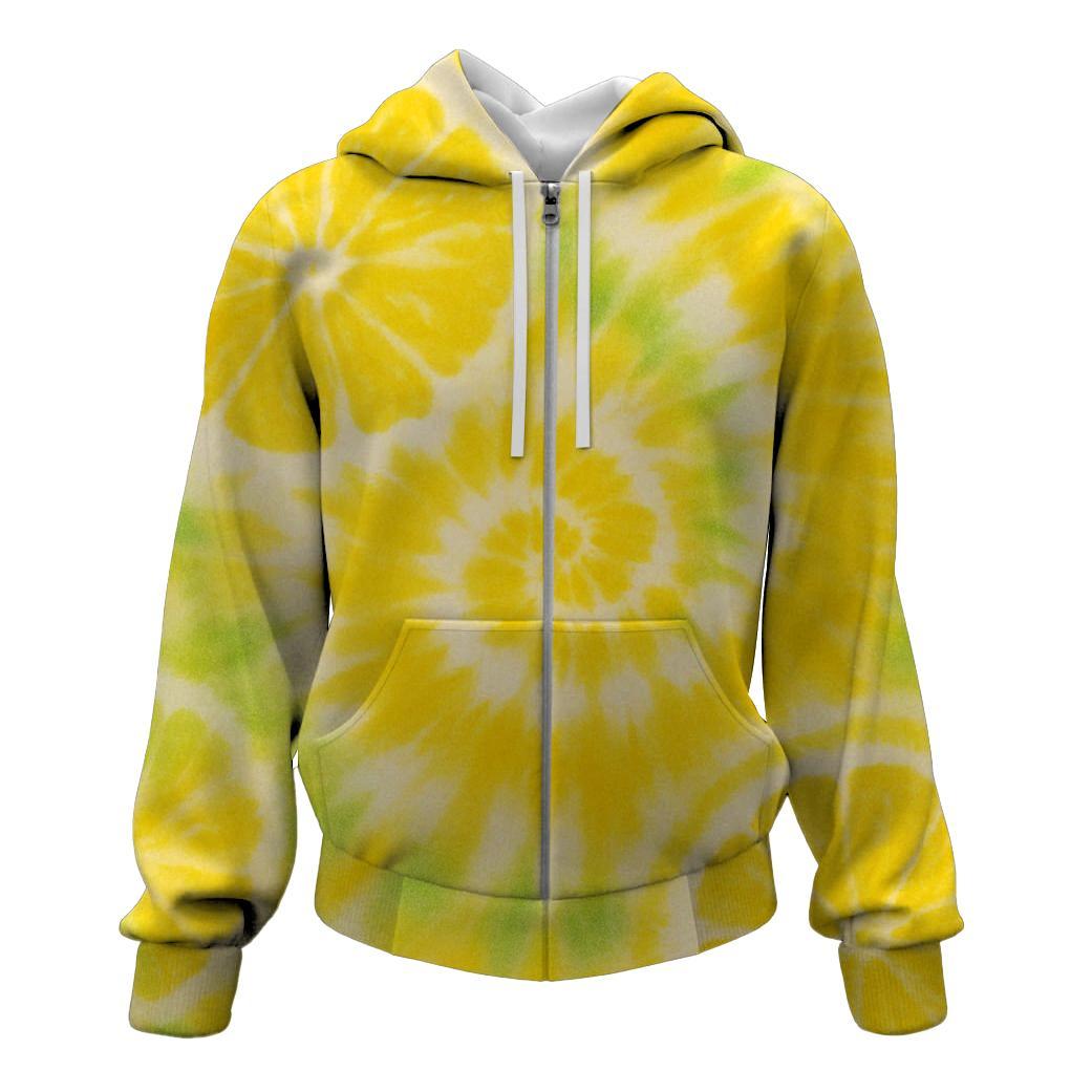 Lemon Zest Tie-dye Zip Up Hoodie