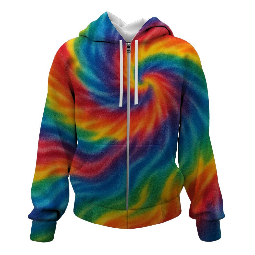 Rainbow Dreamscape Tie-dye Zip Up Hoodie