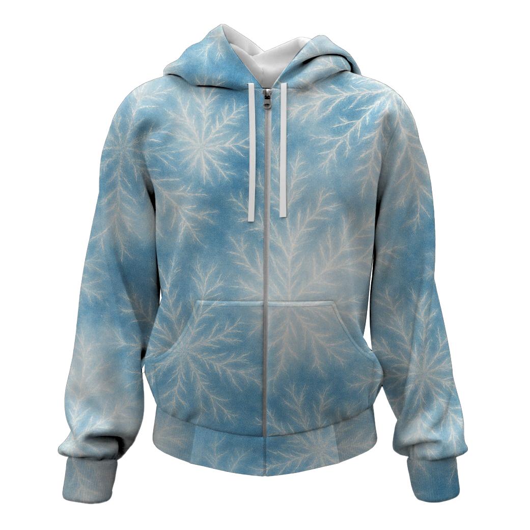 Crystalline Frost Shimmer Zip Up Hoodie