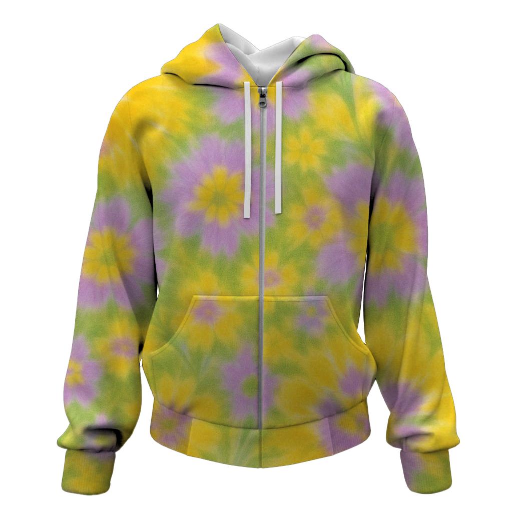 Wildflower Meadow Tie-Dye Zip Up Hoodie
