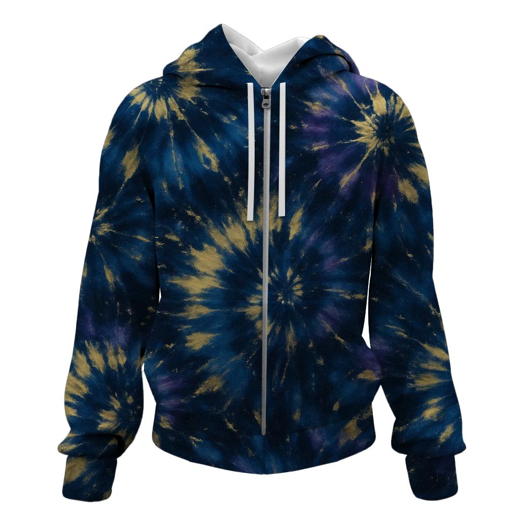 Celestial Burst Tie-Dye Zip Up Hoodie