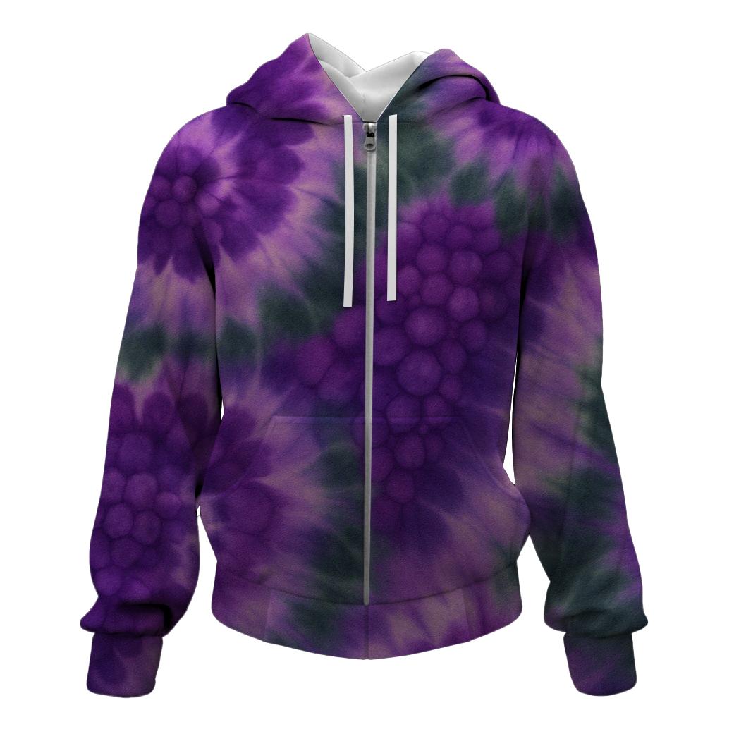 Grape Swirl Tie-dye Zip Up Hoodie