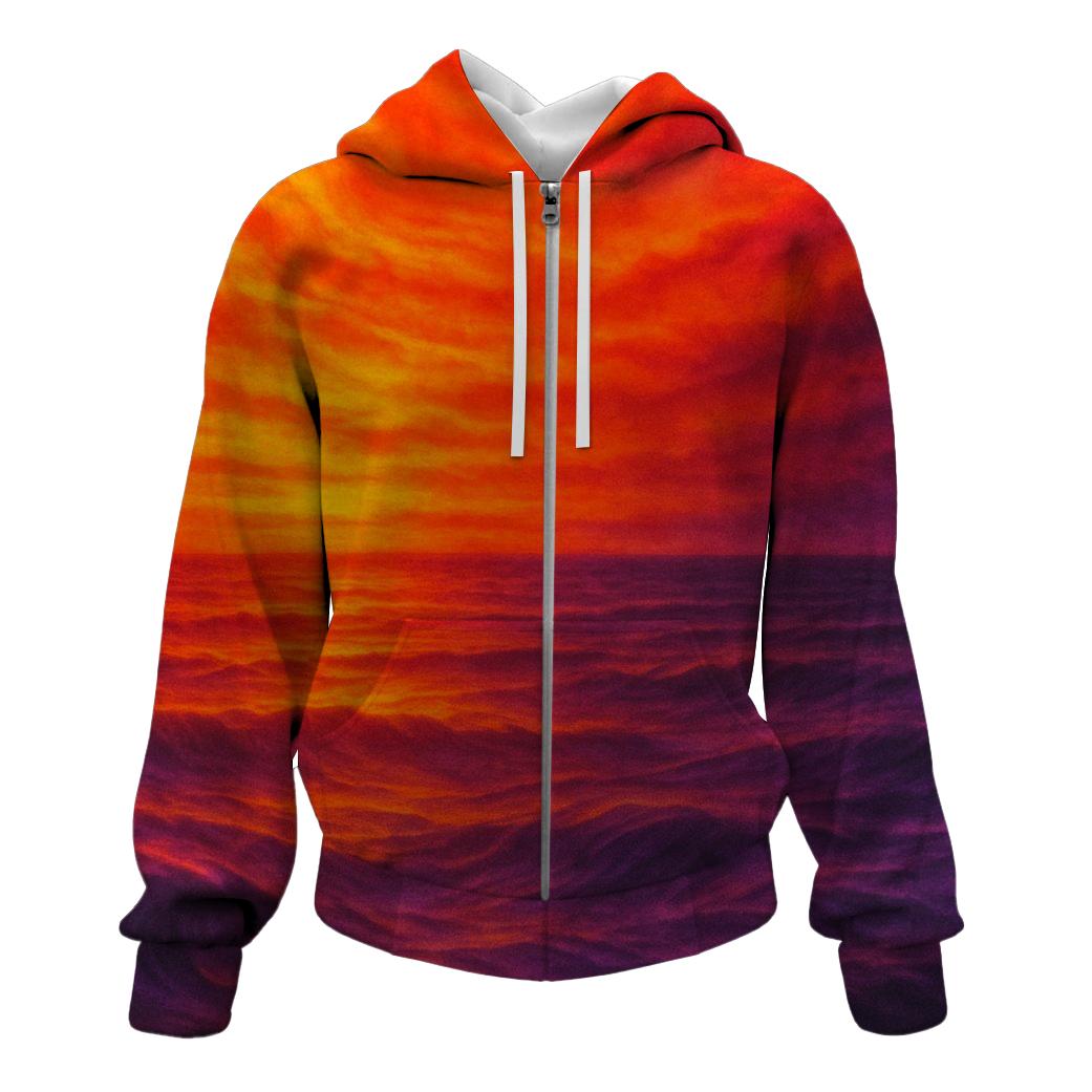 Fiery Sunset Wave Hoodie