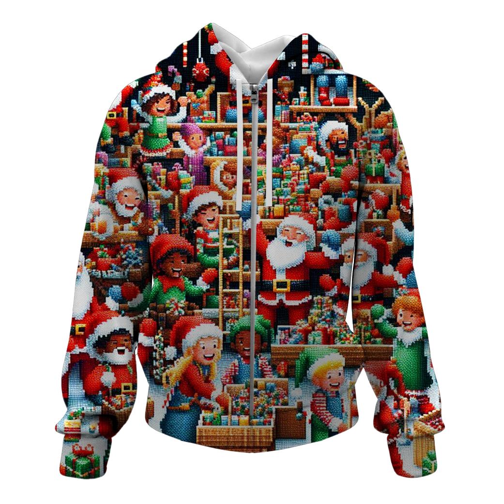 Santas Workshop Shenanigans Design Zip Up Hoodie