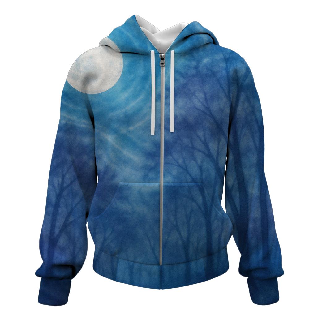 Mystical Moonlit Grove Zip Up Hoodie
