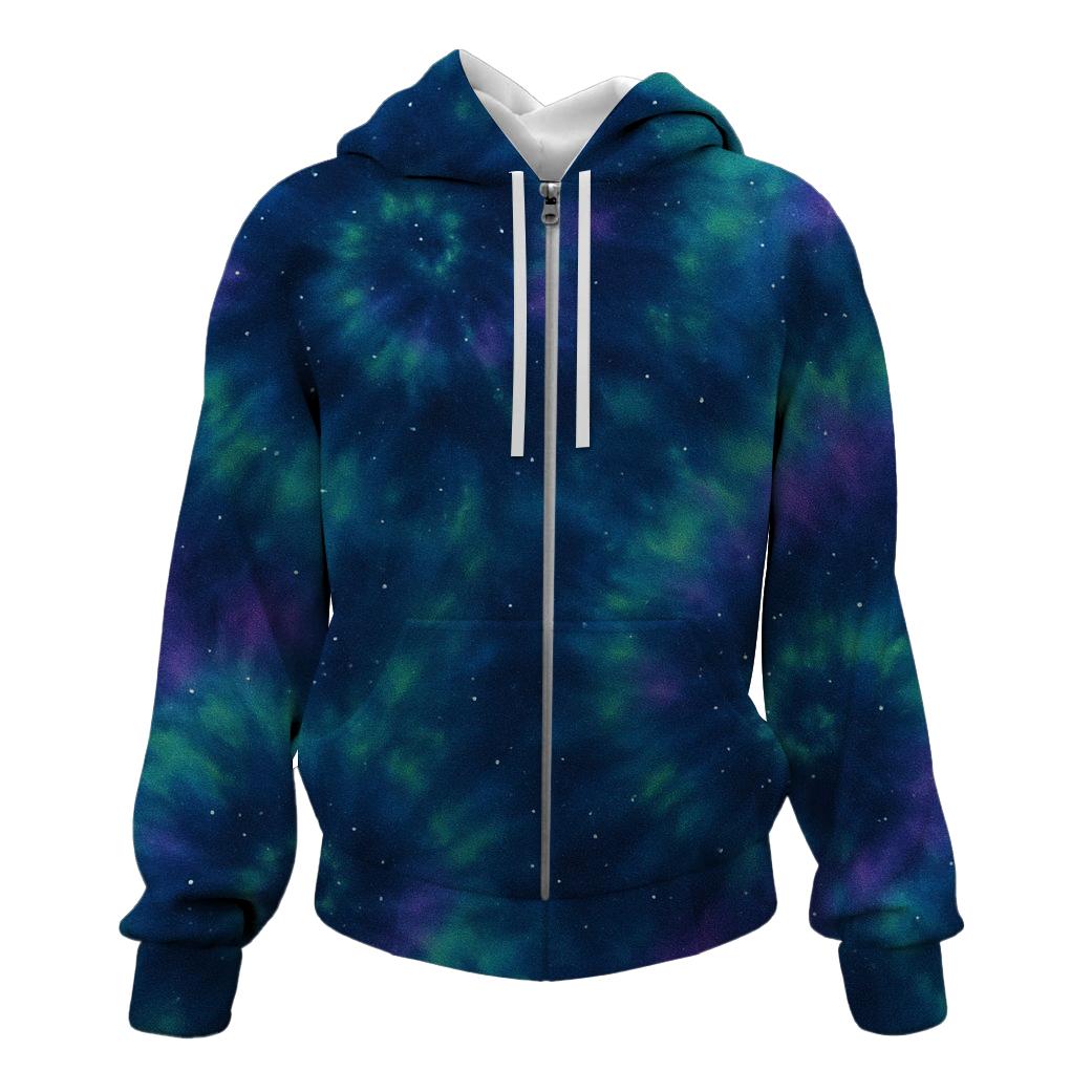 Cosmic Glow Tie-dye Zip Up Hoodie