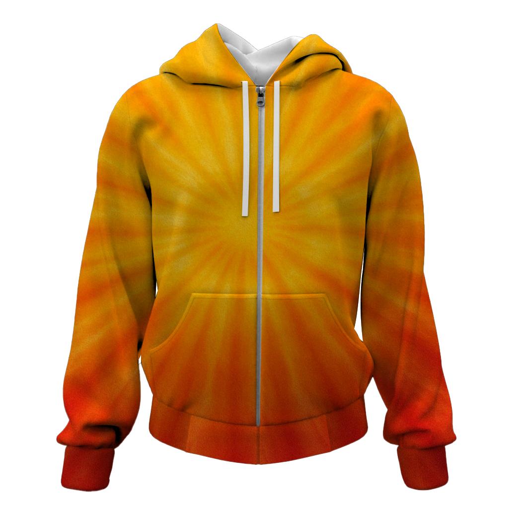 Vintage Sunburst Radiance Zip Up Hoodie