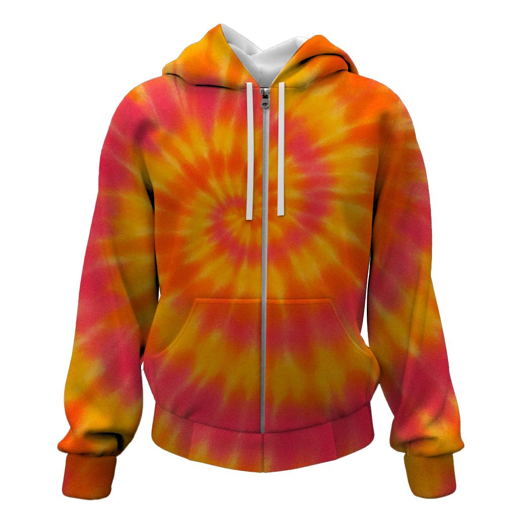 Electric Sunrise Tie-Dye Zip Up Hoodie