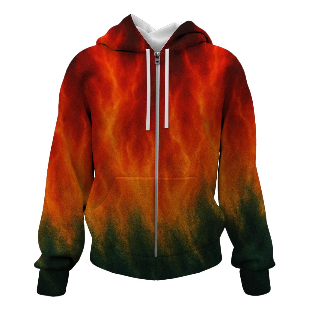 Crimson Forest Flames Zip Up Hoodie