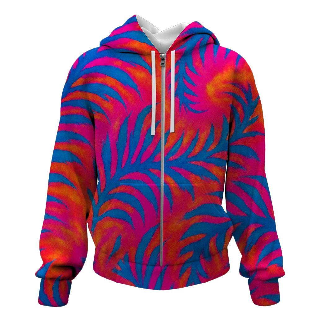 Electric Neon Jungle Zip Up Hoodie