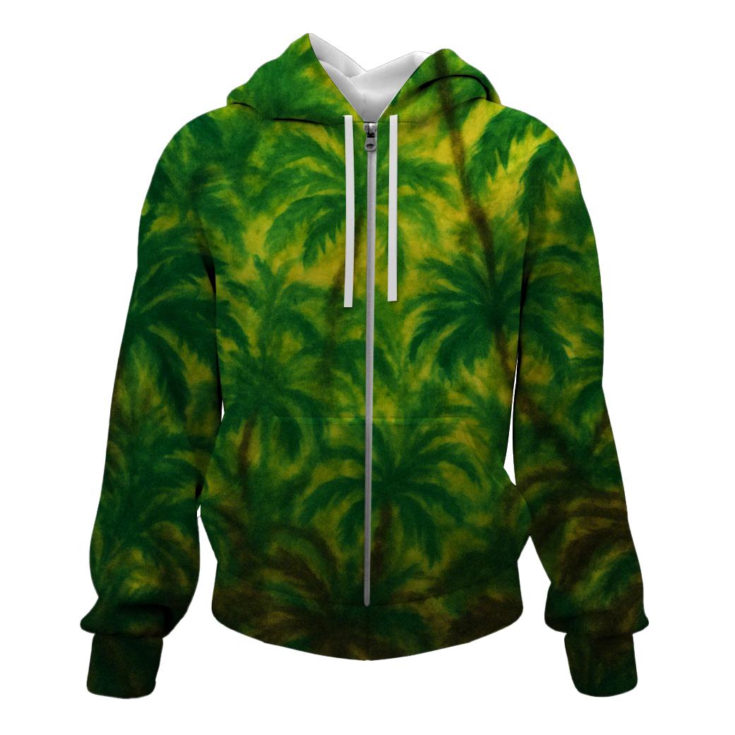 Lush Jungle Tie-dye Zip Up Hoodie