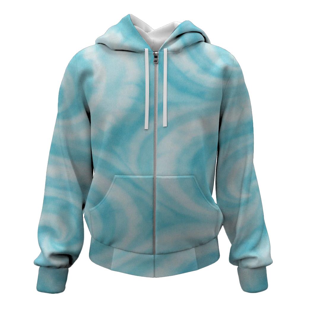 Frozen Ocean Tie-Dye Zip Up Hoodie