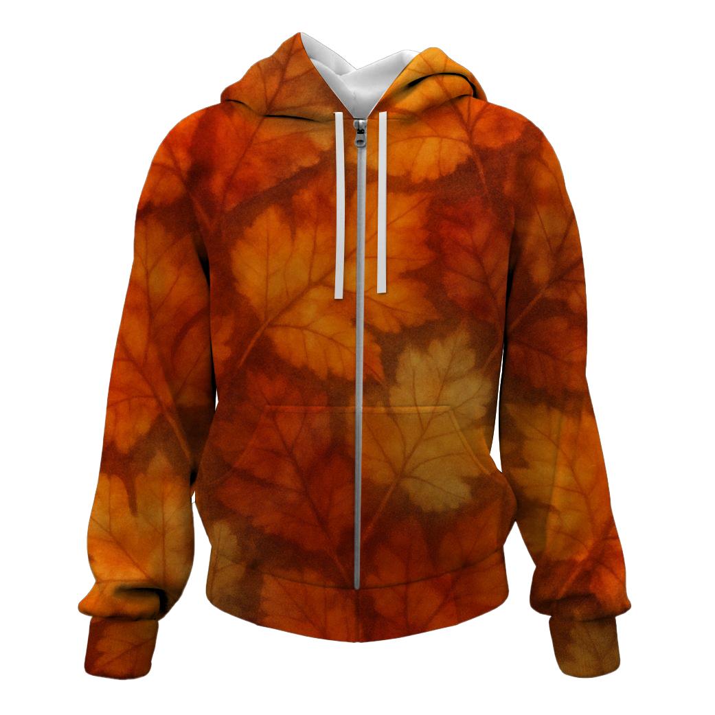 Autumn Leaf Mosaic Zip Up Hoodie