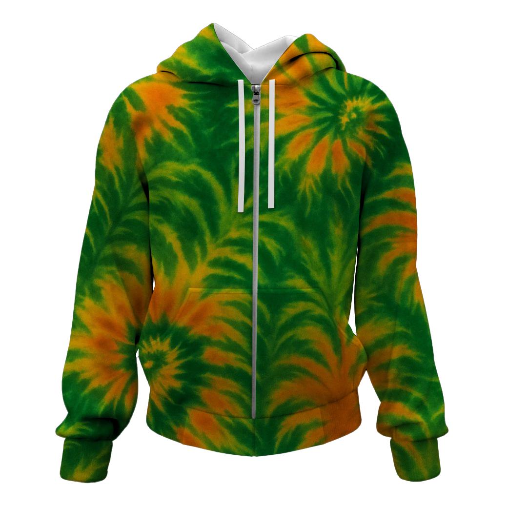 Vibrant Jungle Fusion Zip Up Hoodie