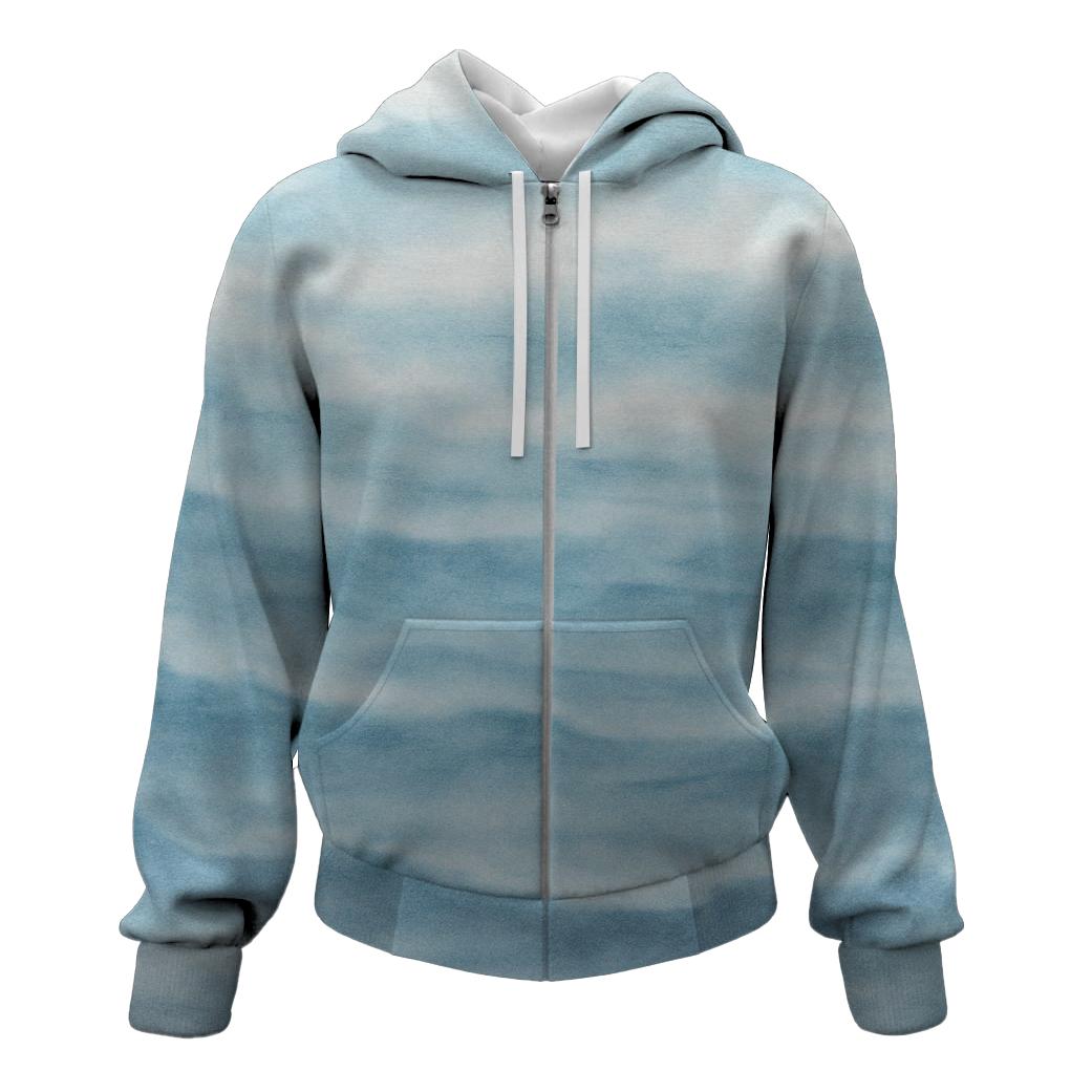 Misty Ocean Horizon Zip Up Hoodie