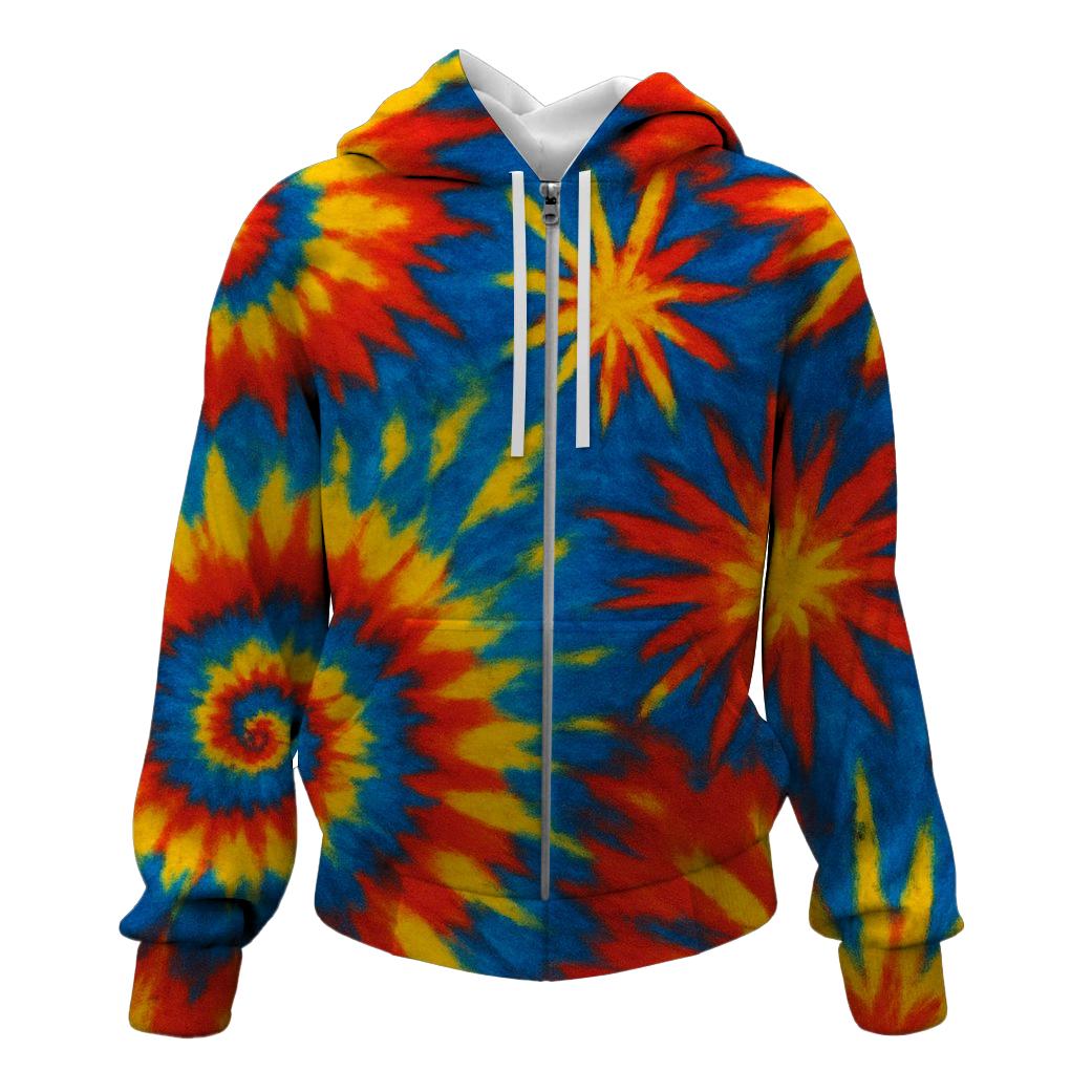 Vibrant Carnival Twist Zip Up Hoodie
