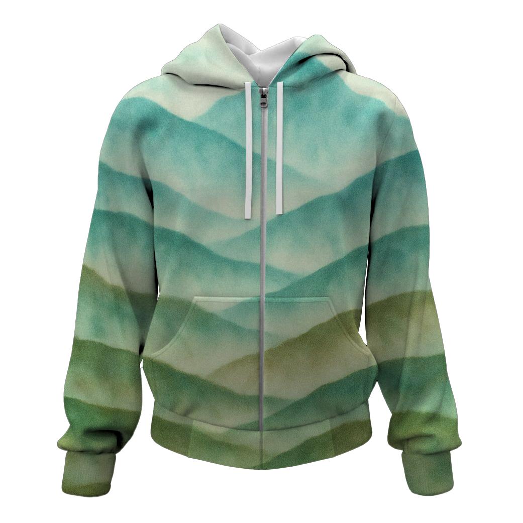 Aqua Mountain Flow Zip Up Hoodie