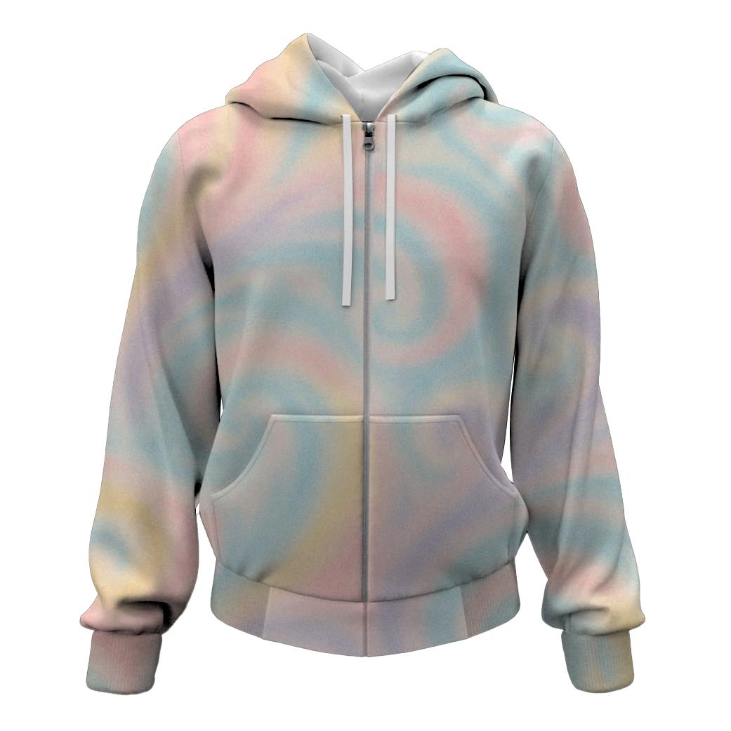 Pastel Dreams Tie-Dye Zip Up Hoodie