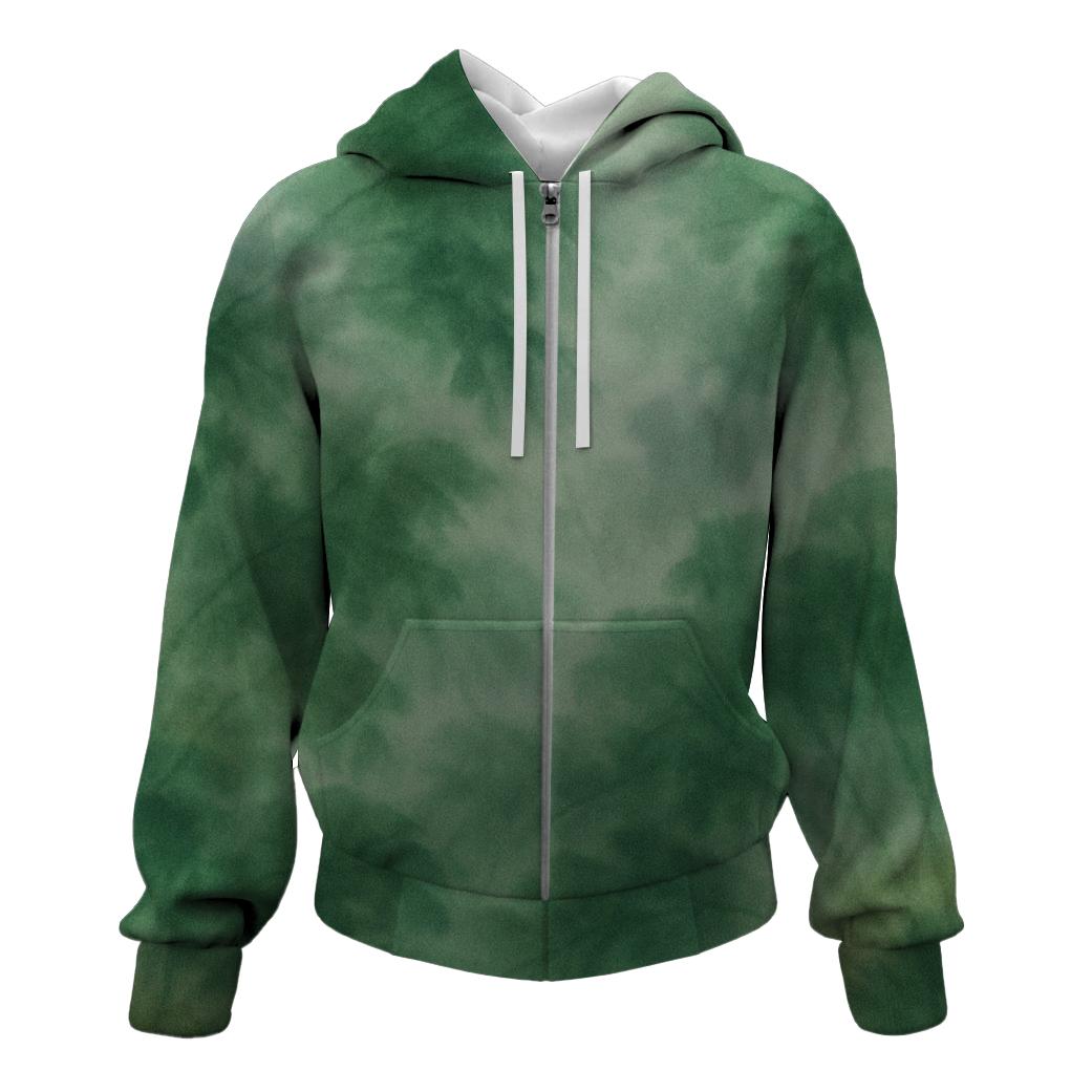 Forest Mist Tie-Dye Zip Up Hoodie