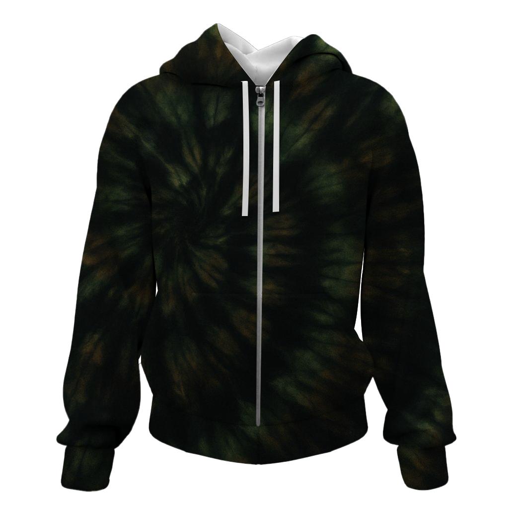 Forest Shadow Tie-dye Zip Up Hoodie