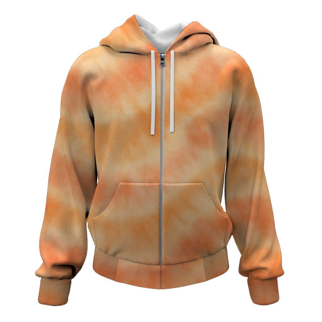 Peach Sunrise Tie-dye Zip Up Hoodie