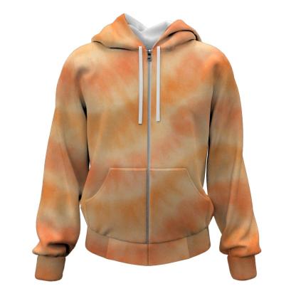 Peach Sunrise Tie-dye Zip Up Hoodie