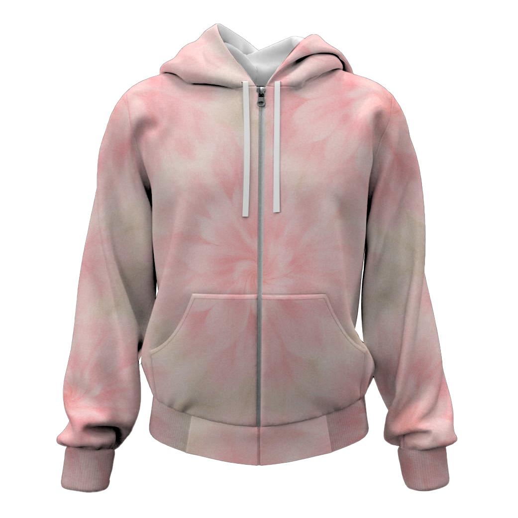 Cherry Blossom Tie-Dye Zip Up Hoodie