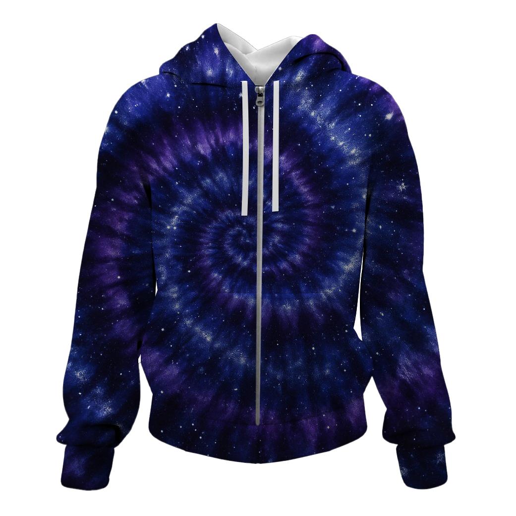 Iridescent Galaxy Swirl Zip Up Hoodie
