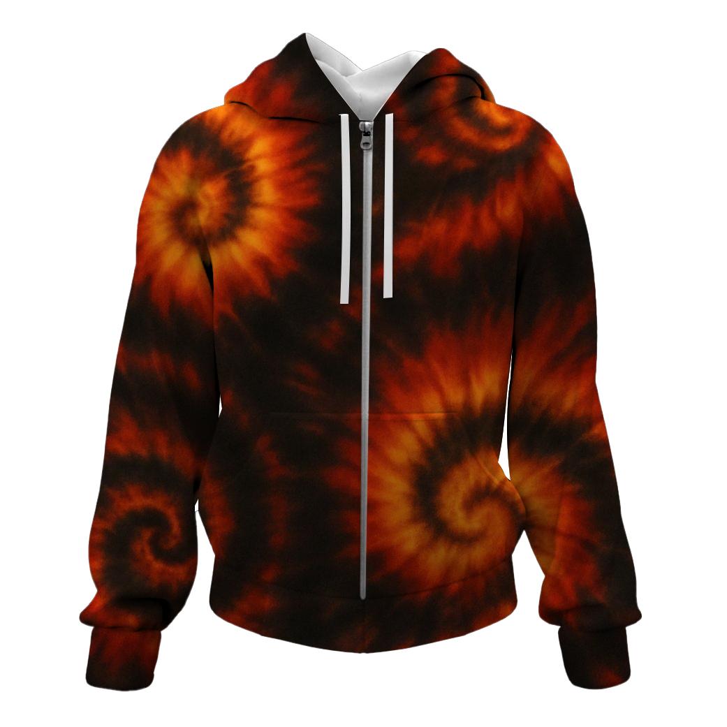 Golden Ember Blaze Zip Up Hoodie