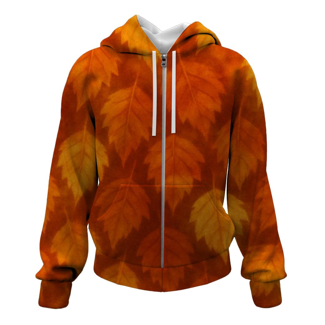 Autumn Leaf Symphony Zip Up Hoodie