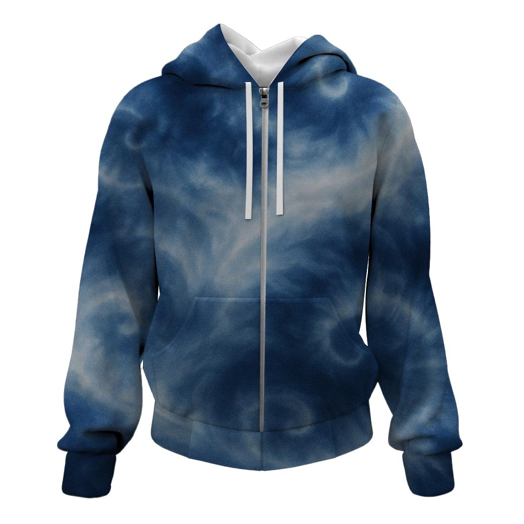 Lunar Twilight Tie-Dye Zip Up Hoodie