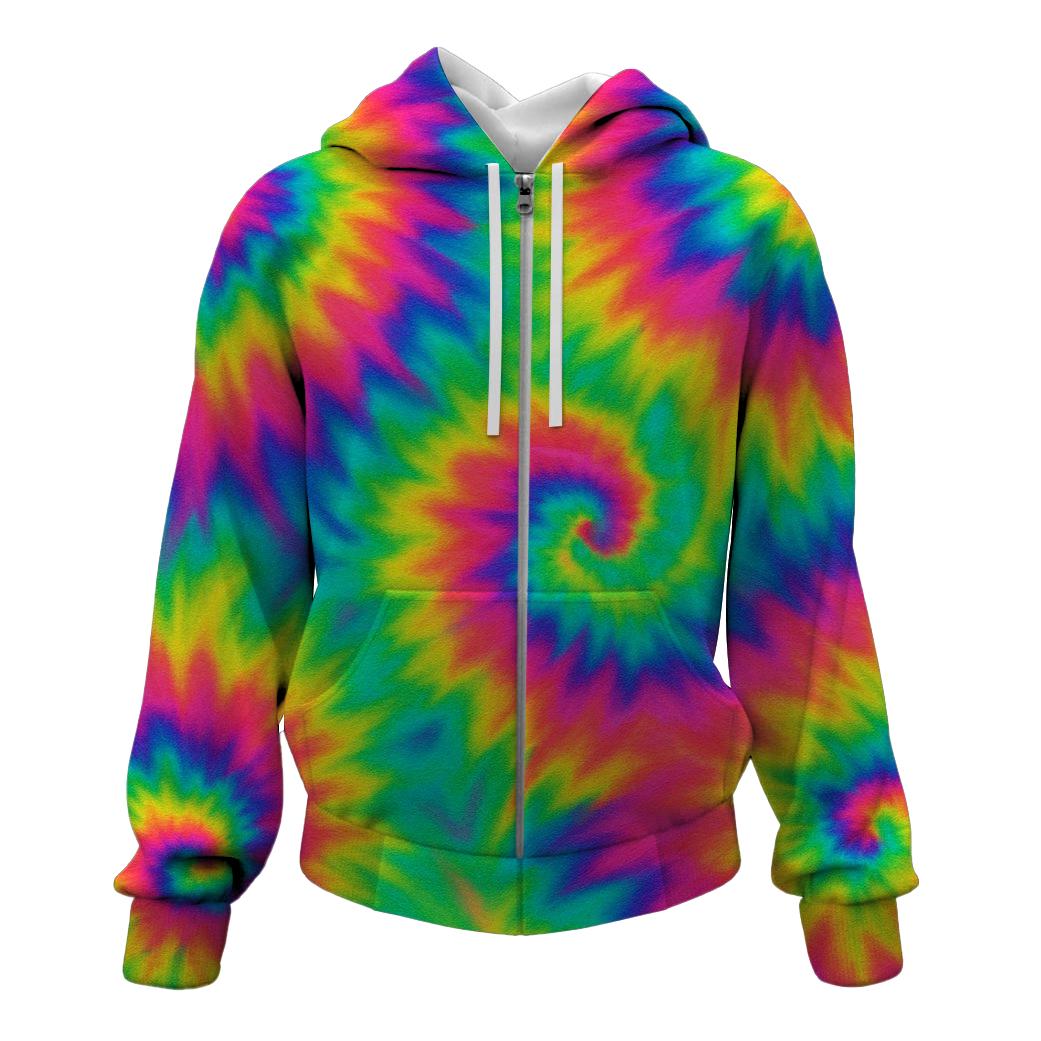 Neon Dreams Tie-dye Zip Up Hoodie