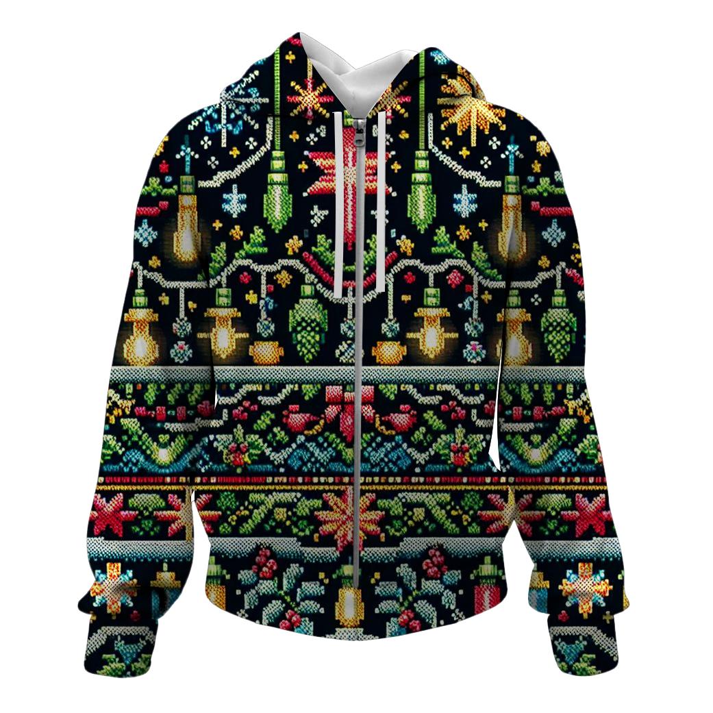 Funky Christmas Lights Extravaganza Design Zip Up Hoodie