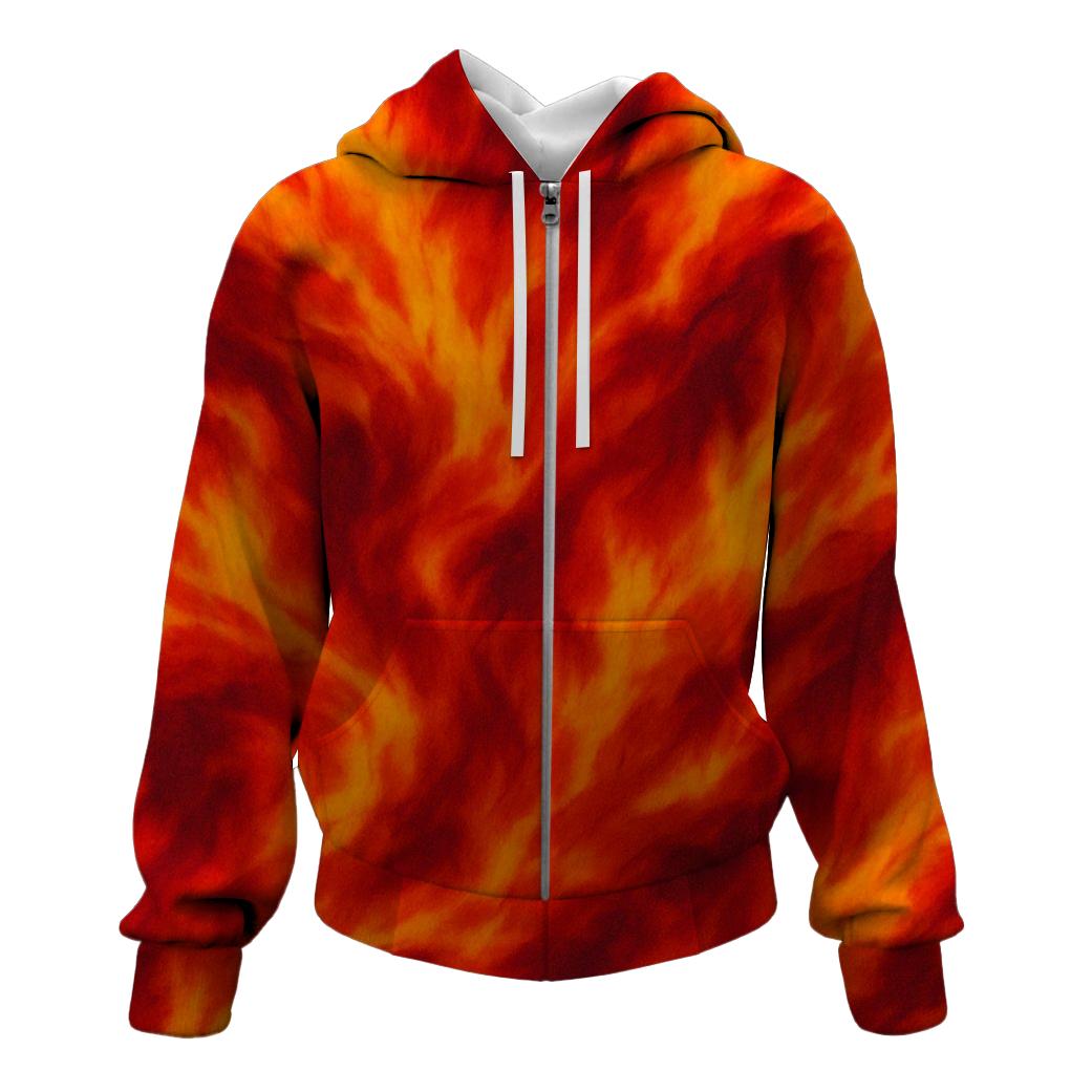 Crimson Blaze Fusion Zip Up Hoodie