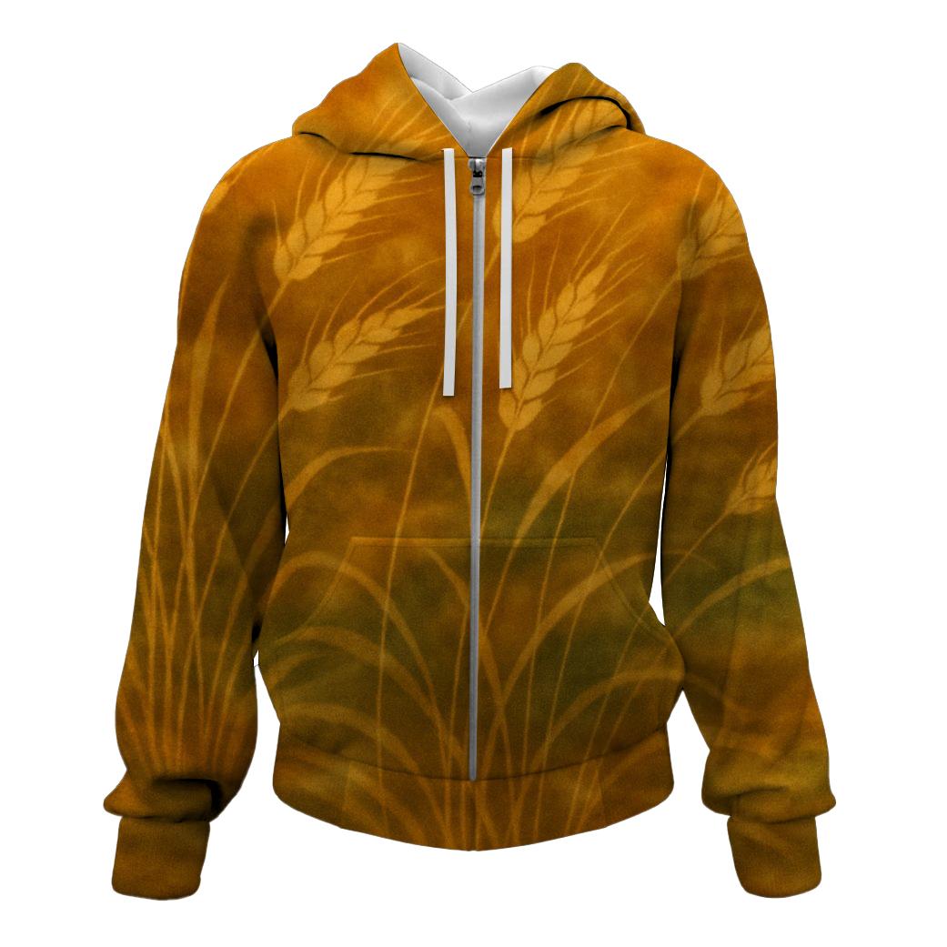 Golden Wheat Fields Zip Up Hoodie